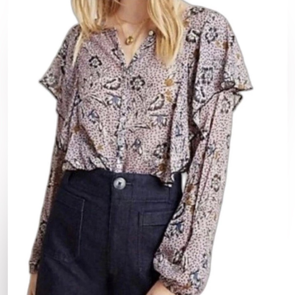 Dolan Elodie Ruffle Crepe Blouse S